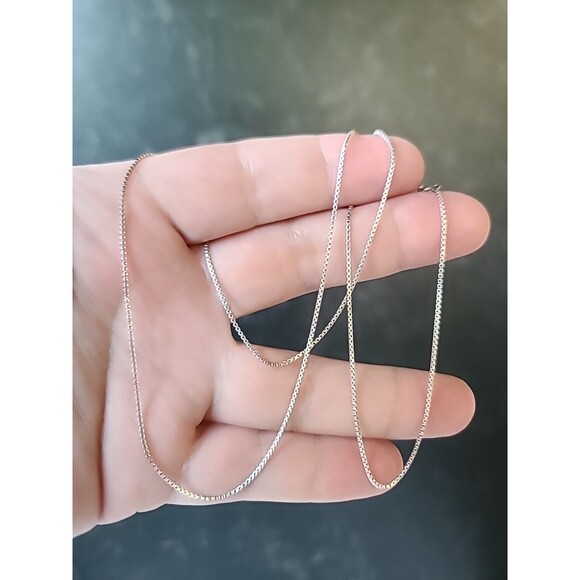 925 Sterling Silver Box Chain Necklace Vintage Italy - Picture 2 of 10